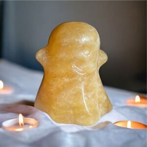 Yellow Calcite Crystal‎ Ghost Carving